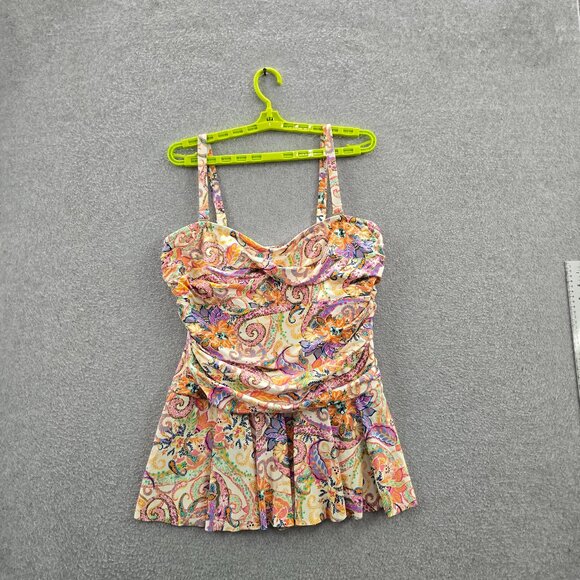 Lauren Ralph Women Swimwear XS‎ Multicolor Paisley Floral Fit & Flare Sleeveless - Picture 1 of 10